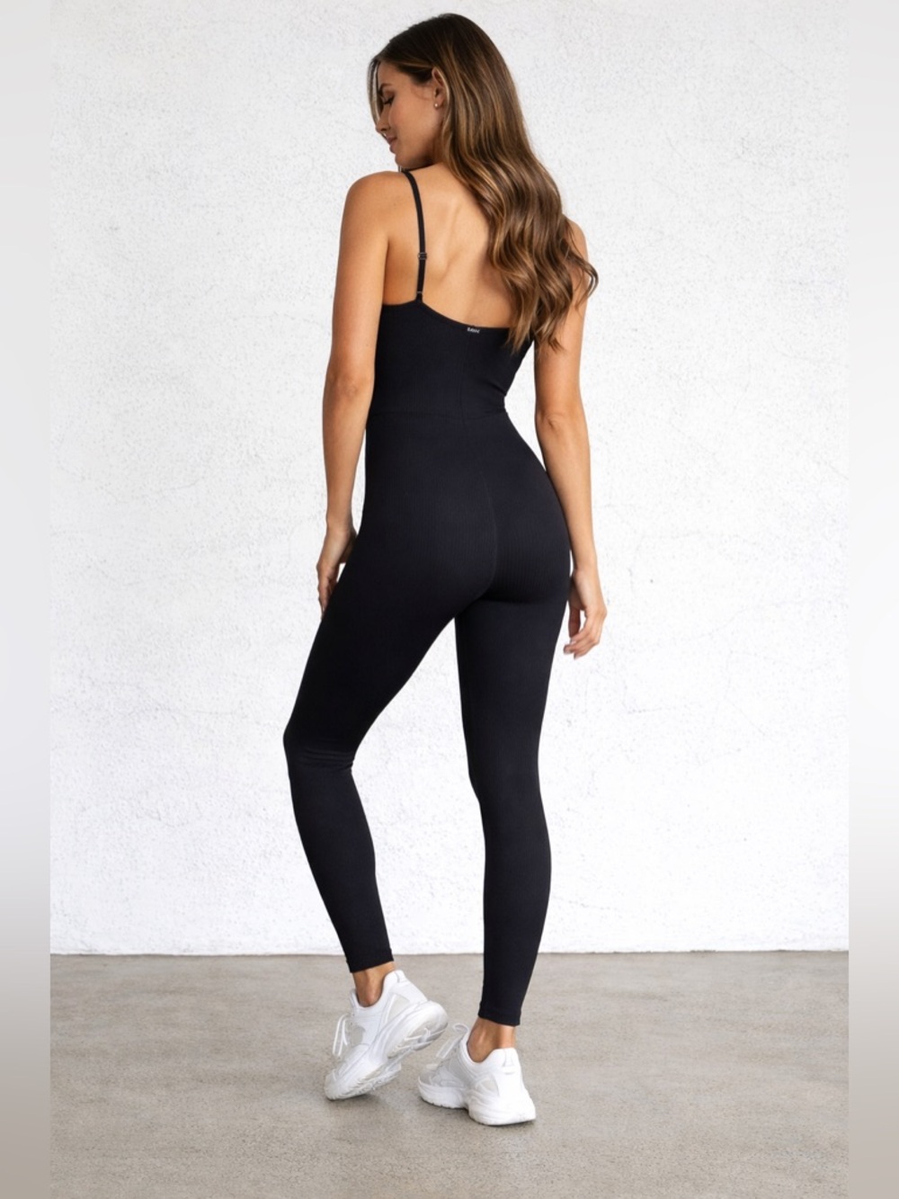 Onzie Black Ribbed One Piece Jumpsuit Unitard Yoga Pilates M/L - Picture 2 of 9